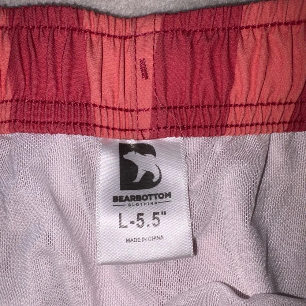 BEARBOTTOM Swim Trunks Mens Large Pink Red Striped Lined 5.5